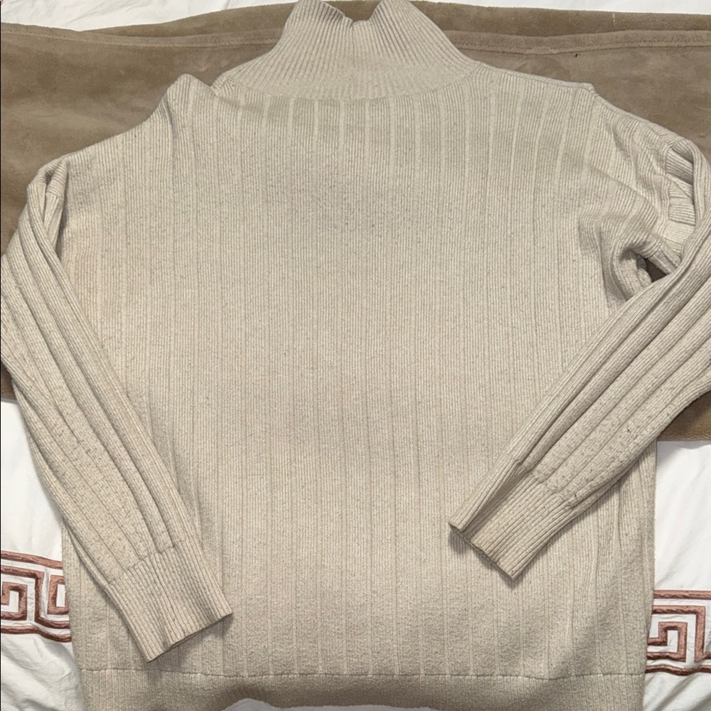 Cream Ribbed Turtleneck Sweater - Picture 3 of 3